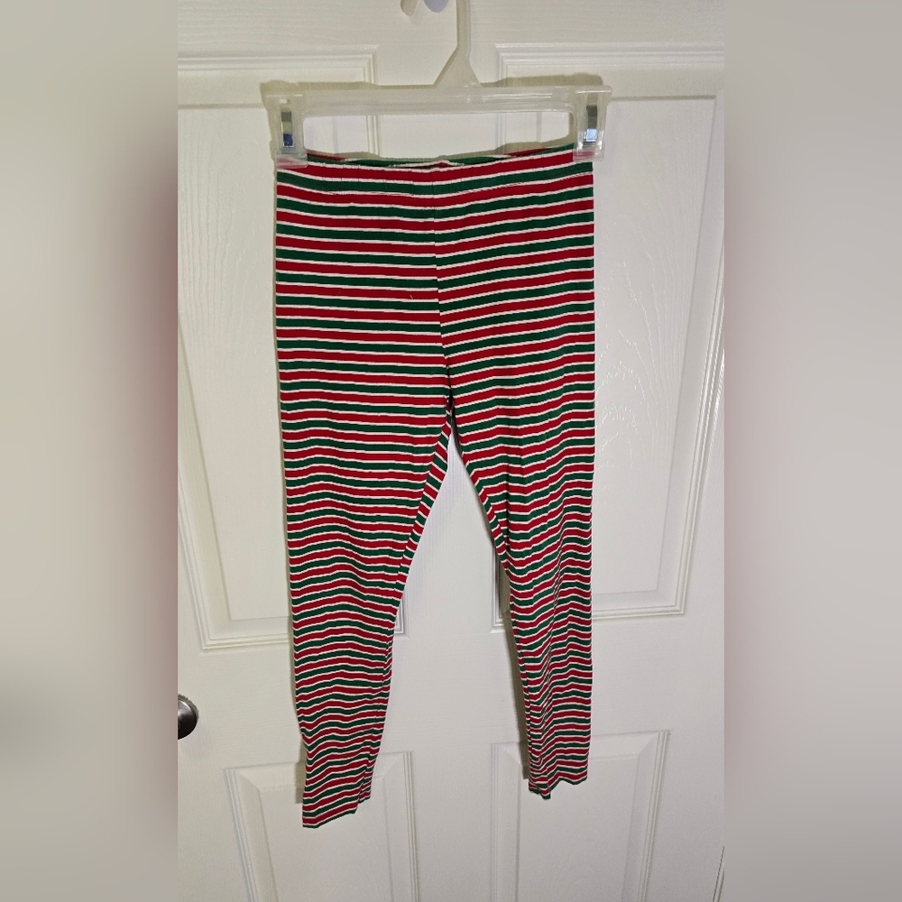 Holiday Time Girls Christmas Striped Leggings Large